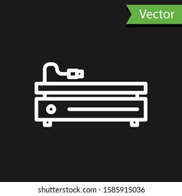 White line Video game console icon isolated on black background.  Vector Illustration