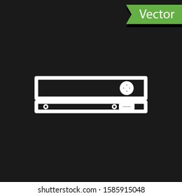 White line Video game console icon isolated on black background.  Vector Illustration