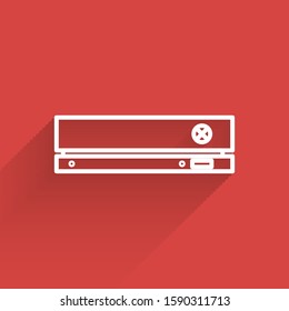 White line Video game console icon isolated with long shadow.  Vector Illustration