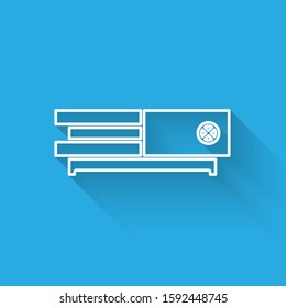 White line Video game console icon isolated with long shadow.  Vector Illustration