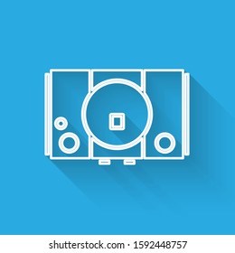 White line Video game console icon isolated with long shadow.  Vector Illustration