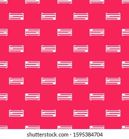 White line Video game console icon isolated seamless pattern on red background.  Vector Illustration