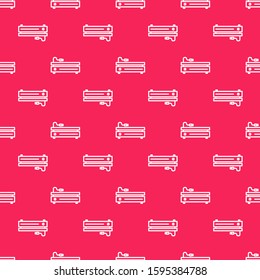 White line Video game console icon isolated seamless pattern on red background.  Vector Illustration