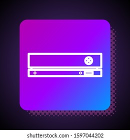 White line Video game console icon isolated on black background. Square color button. Vector Illustration