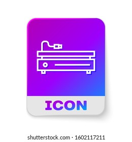 White line Video game console icon isolated on white background. Rectangle color button. Vector Illustration