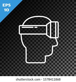 White line Virtual reality glasses icon isolated on transparent dark background. Stereoscopic 3d vr mask.  Vector Illustration