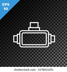 White line Virtual reality glasses icon isolated on transparent dark background. Stereoscopic 3d vr mask.  Vector Illustration