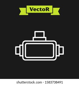 White line Virtual reality glasses icon isolated on black background. Stereoscopic 3d vr mask.  Vector Illustration