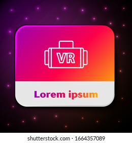 White line Virtual reality glasses icon isolated on black background. Stereoscopic 3d vr mask. Rectangle color button. Vector Illustration