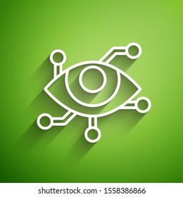 White line Virtual reality icon isolated on green background.  Vector Illustration