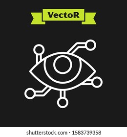 White line Virtual reality icon isolated on black background.  Vector Illustration