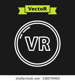 White line Virtual reality icon isolated on black background.  Vector Illustration