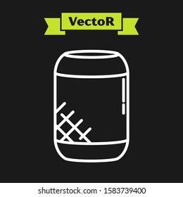 White line Voice assistant icon isolated on black background. Voice control user interface smart speaker.  Vector Illustration