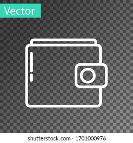 White line Wallet icon isolated on transparent background. Purse icon. Cash savings symbol. Vector Illustration