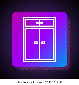White line Wardrobe icon isolated on black background. Square color button. Vector Illustration