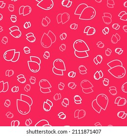 White line Water drop icon isolated seamless pattern on red background.  Vector