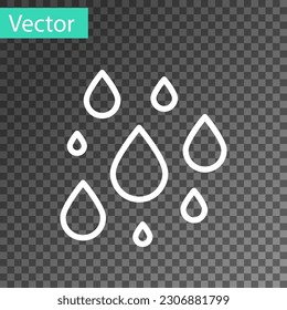 White line Water drop icon isolated on transparent background.  Vector Illustration