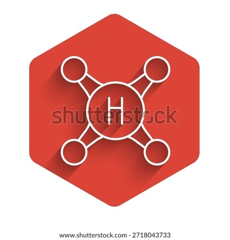 White line Water tap icon isolated with long shadow. Red hexagon button. Vector