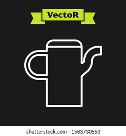 White line Watering can icon isolated on black background. Irrigation symbol.  Vector Illustration
