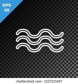 White line Waves icon isolated on transparent dark background.  Vector Illustration