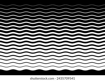 White line wavy pattern background. Halftone wave line gradient. Vector illustration.