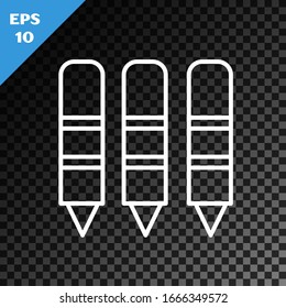 White line Wax crayons for drawing icon isolated on transparent dark background.  Vector Illustration