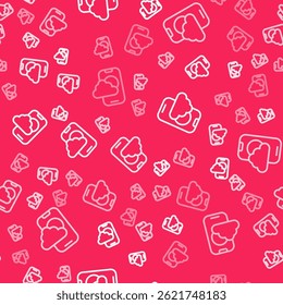 White line Weather forecast app icon isolated seamless pattern on red background.  Vector