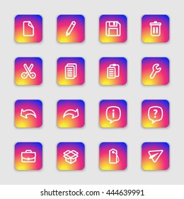 white line web icon set on colorful smooth gradient rounded rectangle with soft shadow for web design, user interface (UI), infographic and mobile application (apps)