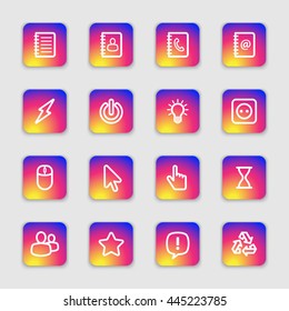 white line web icon set on colorful smooth gradient rounded rectangle with soft shadow for web design, user interface (UI), infographic and mobile application