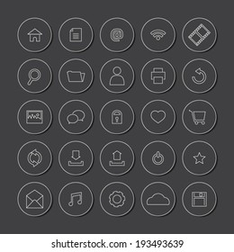White Line Website Vector Icons Set 