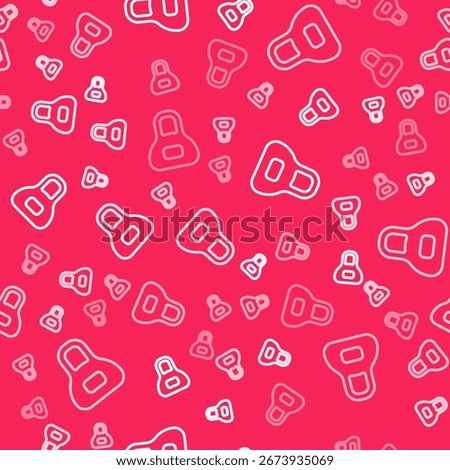 White line Weight icon isolated seamless pattern on red background. Kilogram weight block for weight lifting and scale. Mass symbol.  Vector
