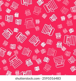 White line Well icon isolated seamless pattern on red background.  Vector