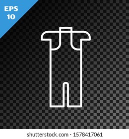 White line Wetsuit for scuba diving icon isolated on transparent dark background. Diving underwater equipment.  Vector Illustration