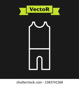White line Wetsuit for scuba diving icon isolated on black background. Diving underwater equipment.  Vector Illustration