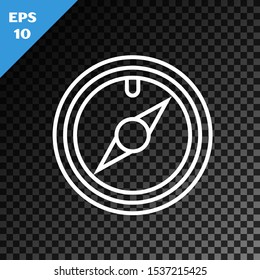 White line Wind rose icon isolated on transparent dark background. Compass icon for travel. Navigation design.  Vector Illustration