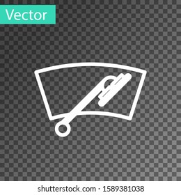 White line Windscreen wiper icon isolated on transparent background.  Vector Illustration