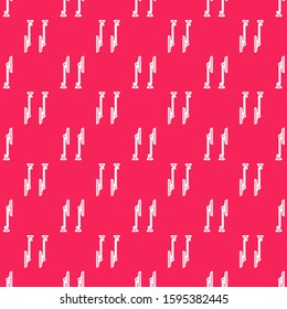 White line Windscreen wiper icon isolated seamless pattern on red background.  Vector Illustration