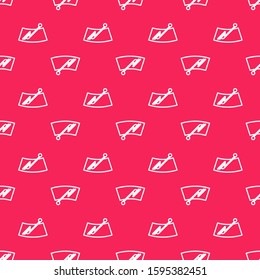 White line Windscreen wiper icon isolated seamless pattern on red background.  Vector Illustration