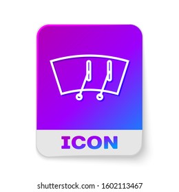 White line Windscreen wiper icon isolated on white background. Rectangle color button. Vector Illustration
