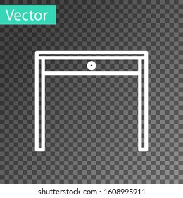 White line Wooden table icon isolated on transparent background.  Vector Illustration