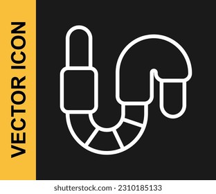 White line Worm icon isolated on black background. Fishing tackle.  Vector