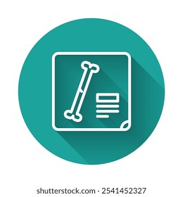White line X-ray shots icon isolated with long shadow. Green circle button. Vector Illustration