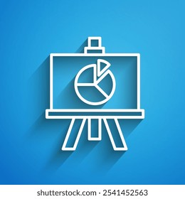 White line XYZ Coordinate system icon isolated on blue background. XYZ axis for graph statistics display. Long shadow. Vector Illustration