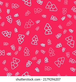 White line Zongzi in bamboo steamer icon isolated seamless pattern on red background. Delicious rice dumplings.  Vector