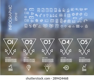 white linear infographic set of x triangular arrows. infographic concept.