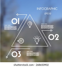 white linear infographic triangle with arrows. infographic concept.