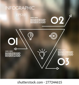 white linear infogrpahic reversed triangle. infographic concept.
