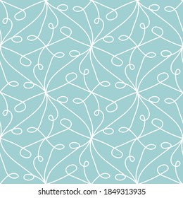 Weiße lineare Ornamente nahtlose Vektormuster auf Blau. Doodle-Oberflächendesign für Stoffe, Schreibwaren, Schrapbuchpapier, Geschenkverpackung, Textilien und Verpackungen.