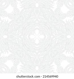 White linear texture in vintage style with ornament imitating frost pattern on windows for Christmas and holiday decor or wedding invitation. Seamless vector background for winter fashion