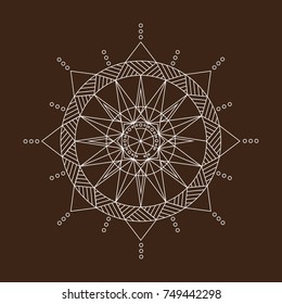 White lined mandala on a colored backdrop